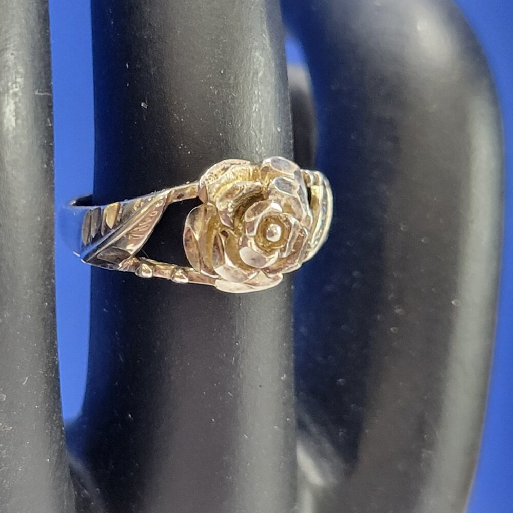 Vintage Sterling Silver Laser Cut Rose Ring Size 6 - Picture 4 of 6
